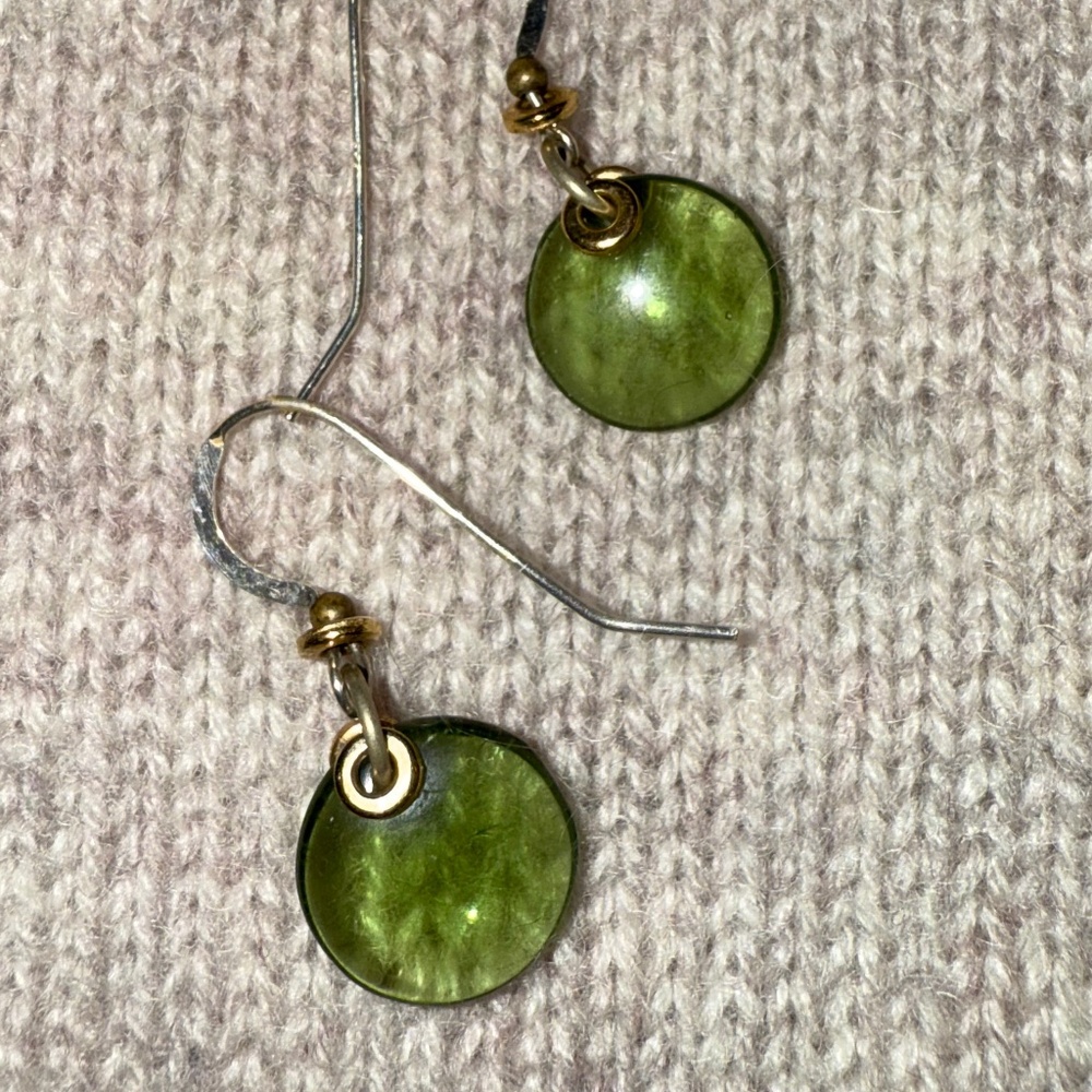 NWT ~ ANN TAYLOR Green Glass Cabochon Earrings